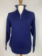 Sweter męski półgolf na zamek granatowy wełna vergine  L elegancki