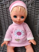 STARA LALKA CZASY PRL MAŁA RÓŻOWA SUKIENKA 