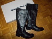 Kozaki PRIMA MODA r. 37,oficerki, skóra, czarne!