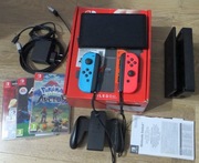 Nintendo Switch V2 Neon Red & Blue  Kompletny Zestaw  Stan Idealny + 3 GRY