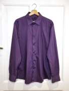 Fioletowa bawełniana koszula męska z długim rękawem slim fit vintage