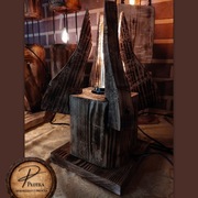   Rustykalna lampa z litego drewna – ręcznie wykonana, unikat