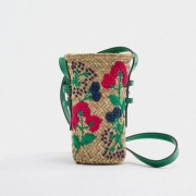 ZARA mała torebka typu crossbody z rafii zielona 6211/910