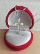 Piękny łańcuszek krzyż naszyjnik krzyżyk zawieszka stal łańcuszek unisex