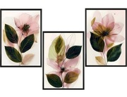 Zestaw 3 plakatów 30x40 kwiatki ,kremowe tło,salon ,kuchnia,jadalnia