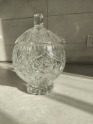 Bomboniera,misa kryształowa zpokrywą, vintage PRL