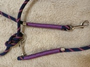 Nowa smycz przepinania dla psa z PARACORDU granatowo-czerwono-biała