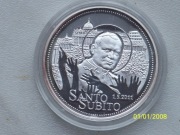Santo Subito Srebrny medal z 2011r. 15 g 999.Certyfikat autentyczności.