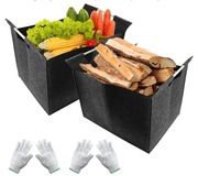 Filcowy szary koszyk na drewno drzewo wytrzymały 10 kg. nowy zestaw 2 szt.