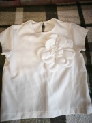 KIZ CUDOWNY KOMPLET BLUZKA SPODNIE KREMOWY KOMUNIA PRZYPINKA DUŻY KWIAT 158