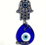 Fatima Hamsa Szklany wisiorek kształt Dużej kropli.