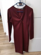 Sukienka wizytowa elegancka burgundowa roz. XS 34