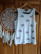 Koszulka top bokserka bluzka t-shirt wyszywana haftowana flower 