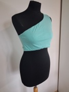 Nowy turkusowy crop top na jedno ramię