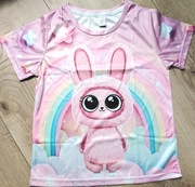 T-shirt dziewczęcy Labubu pastelowy róż błękit roz. 140 (9–10 lat)