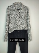 Czarno-biała koszula męska L slim fit 100% modal wzór 