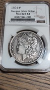 Dollar Morgan dolar 1891 P  certyfikowany stan z USA. Rzadki. 