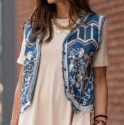 Boho Cowgirl Dżinsowa boho kamizelka