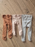 Next George rajstopy niemowlęce 3 sztuki zestaw kwiaty groszki prążek 62