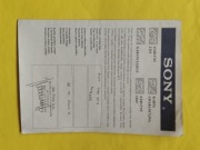 Karta gwarancyjna stara SONY 2000rok
