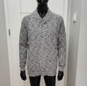 szary sweter elegancki Jack & Jones rozmiar M bawełna w serek 