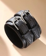 BRANSOLETKA SZEROKA CZARNA DWA PASKI ZAPIĘCIE STANDARD DAMSKA MĘSKA