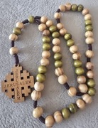 Różaniec drewniany z JEROZOLIMY. Naszyjnik. PREZENT dla Babci.Jerusalem(T).