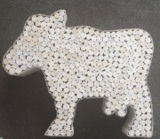 Papierowa, duża krowa, papier mache