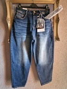 Spodnie damskie jeansowe balony z paskiem M.Sara L