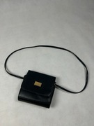 Piękna mała vintage czarna skórzana torebeczka mini na ramię damska