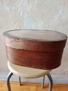 Stare drewniane pudełko na kapelusz ręcznie robione cepelia kuferek 