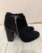 czarne botki h&m skóra naturalna na słupku rozmiar 38