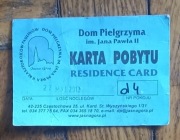 KARTA POBYTOWA DOMU PIELGRZYMA -UNIKAT;-)