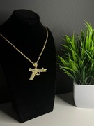 Złoty naszyjnik pistolet ICE łańcuszek męski hip hop