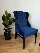 Krzesło tapicerowane glamour, granatowe pikowane