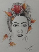 Akwarelowy portret kobiety "Kobieta jesień ".