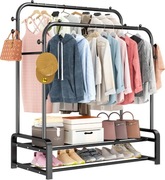 Wielofunkcyjny wolnostojący wieszak na ubrania z podwójnym drążkiem