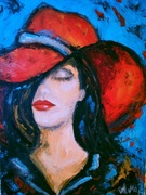 A. Maj. OBRAZ OLEJNY 30x40 cm Dziewczyna w kapeluszu