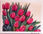 Zywy natura tulipany malowany na płutnie farbami