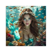 Obraz na płótnie Syrena na dnie oceanu 60x60 nowoczesny druk