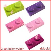 LEGO 3023 PŁYTKA 1x2 limonka fioletowy Magenta jasny ciemny różowy - 2 szt