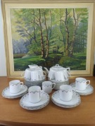 Zestaw porcelany Bavaria – motyw fioletowych kwiatów