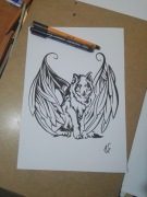 Rysunek: skrzydlaty wilk - cienkopis, A4, 250g/m2