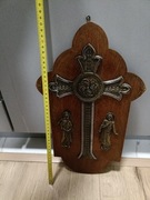 Stary drewniany krzyż krucyfiks ścienny 