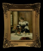 Dama układająca owoce - obraz z XIX w