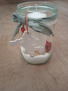 Stroik świąteczny w szkle, ze świecą 