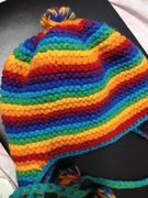 Czapka 100% wełna Nepal kolorowa Jamajka tęczowa LGBT męska damska
