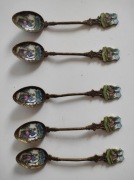 ŁYŻECZKI KOLEKCJONERSKIE PAMIĄTKOWE EMALIOWANE 5 SZT. ZESTAW