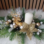 Stroik świąteczny bozonarodzeniowy na stół ze świecą  przepiękny