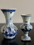 Zestaw dwóch stylowych wazonów Delft Blue